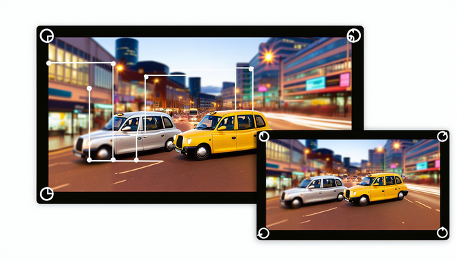 alt_text: A vibrant Birmingham urban scene with diverse taxis, iconic landmarks, and a lively atmosphere at dusk.